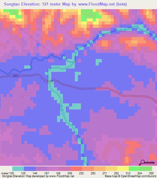 Songtao,China Elevation Map