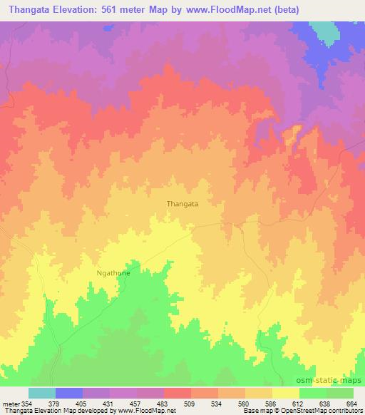 Thangata,Kenya Elevation Map
