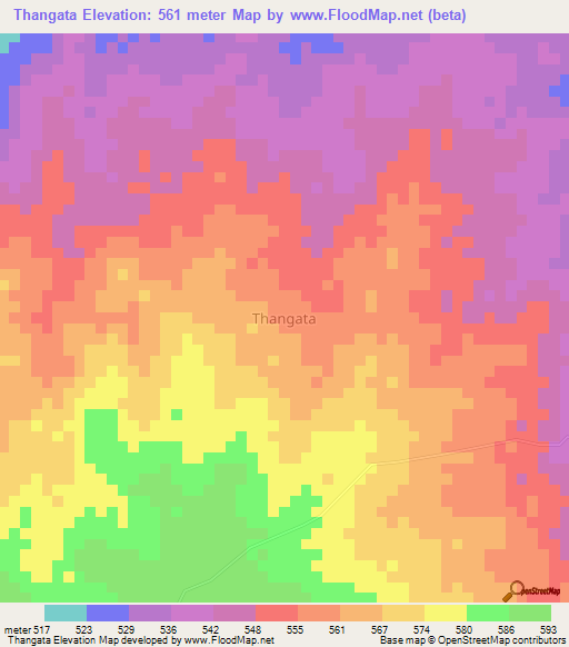 Thangata,Kenya Elevation Map