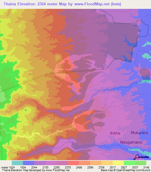 Thaina,Kenya Elevation Map