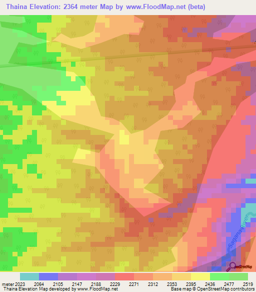 Thaina,Kenya Elevation Map
