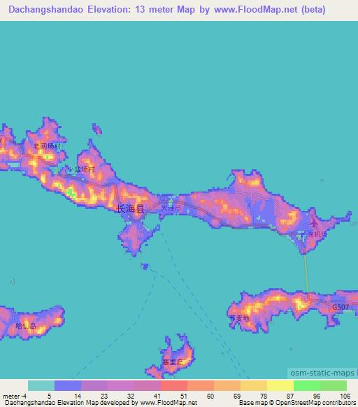 Dachangshandao,China Elevation Map