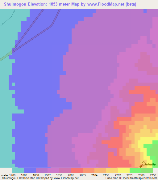 Shuimogou,China Elevation Map