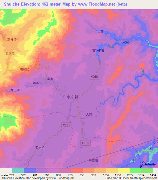 Shuiche,China Elevation Map