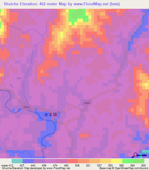 Shuiche,China Elevation Map
