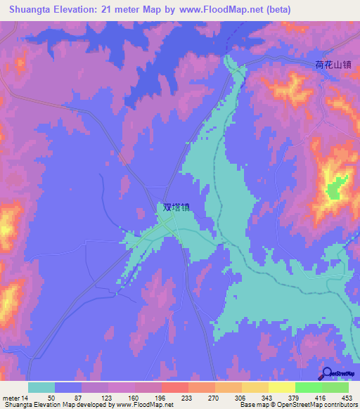 Shuangta,China Elevation Map