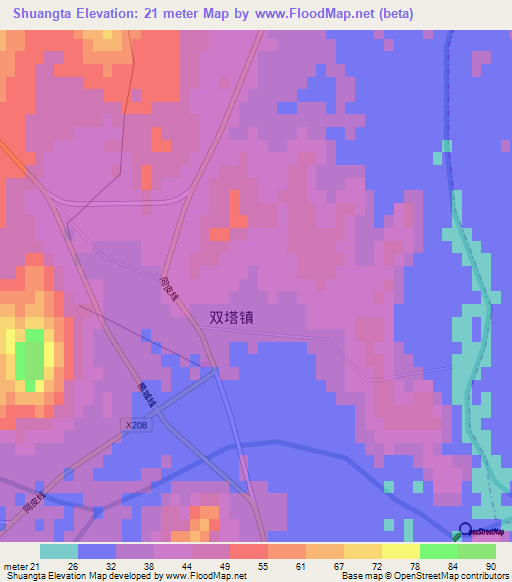Shuangta,China Elevation Map