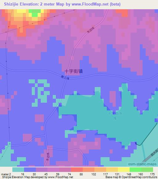 Shizijie,China Elevation Map
