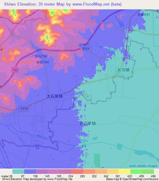 Shiwo,China Elevation Map