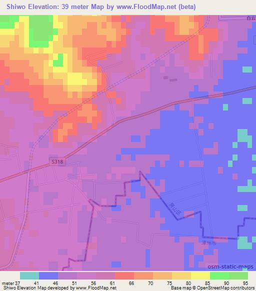 Shiwo,China Elevation Map