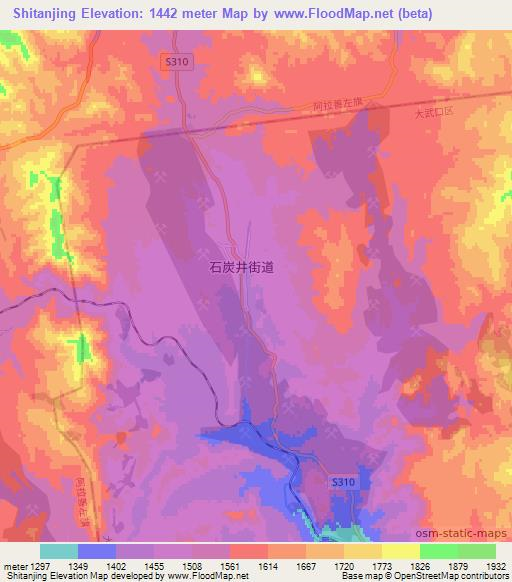 Shitanjing,China Elevation Map