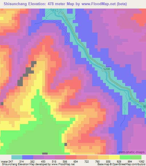Shisunchang,China Elevation Map