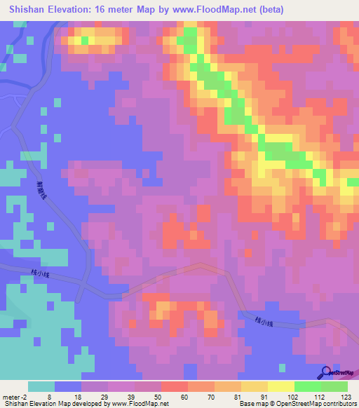 Shishan,China Elevation Map