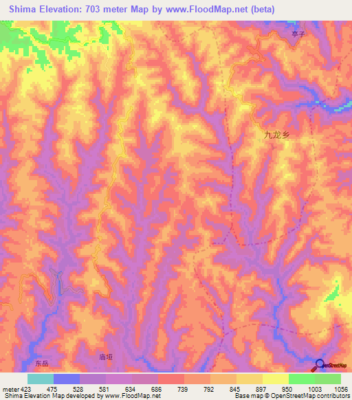 Shima,China Elevation Map