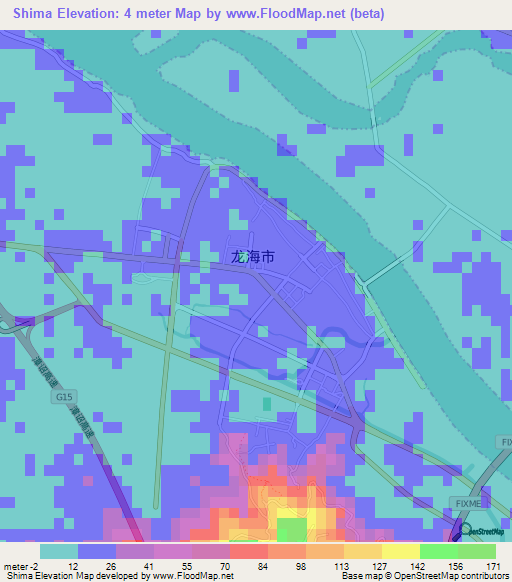 Shima,China Elevation Map