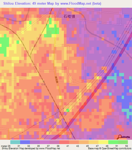 Shilou,China Elevation Map