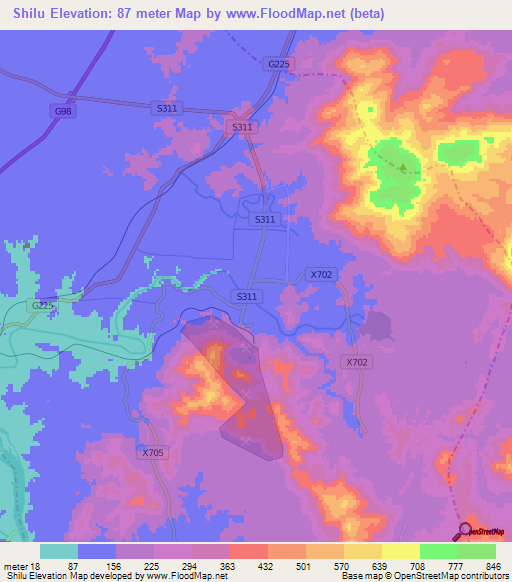 Shilu,China Elevation Map