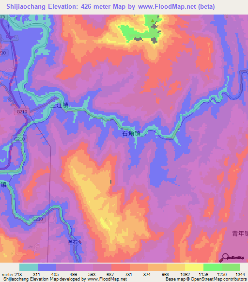 Shijiaochang,China Elevation Map
