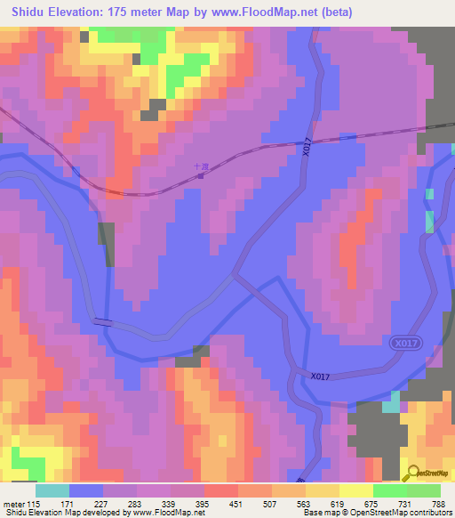 Shidu,China Elevation Map