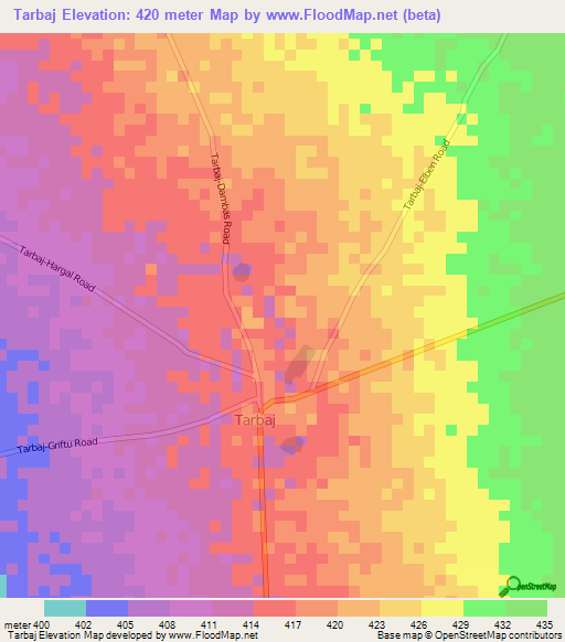 Tarbaj,Kenya Elevation Map