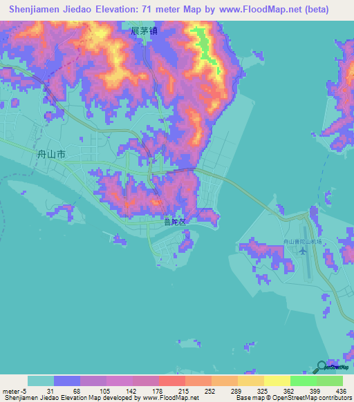 Shenjiamen Jiedao,China Elevation Map