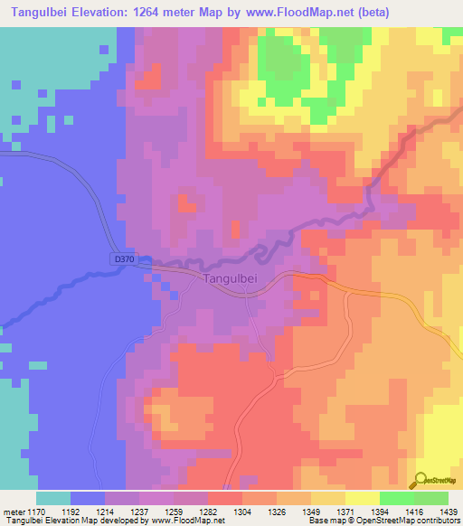 Tangulbei,Kenya Elevation Map