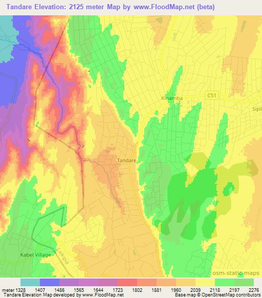 Tandare,Kenya Elevation Map