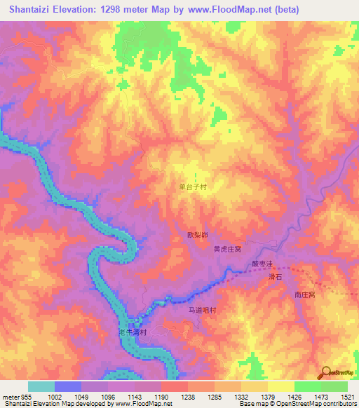Shantaizi,China Elevation Map
