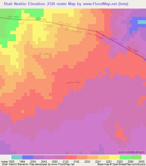 Shah Neshin,Iran Elevation Map