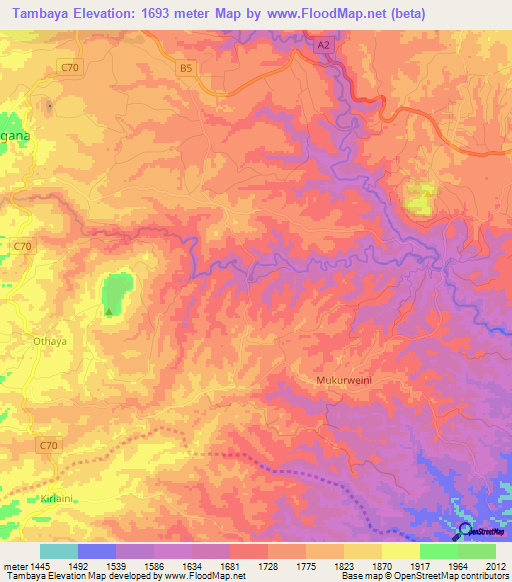 Tambaya,Kenya Elevation Map