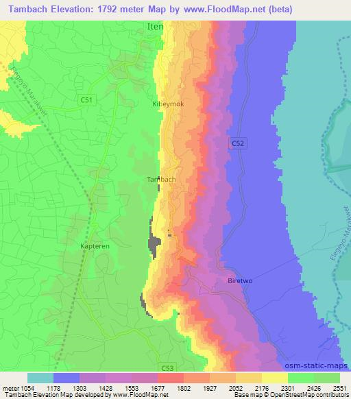 Tambach,Kenya Elevation Map