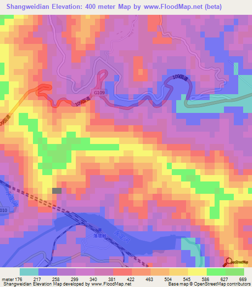 Shangweidian,China Elevation Map