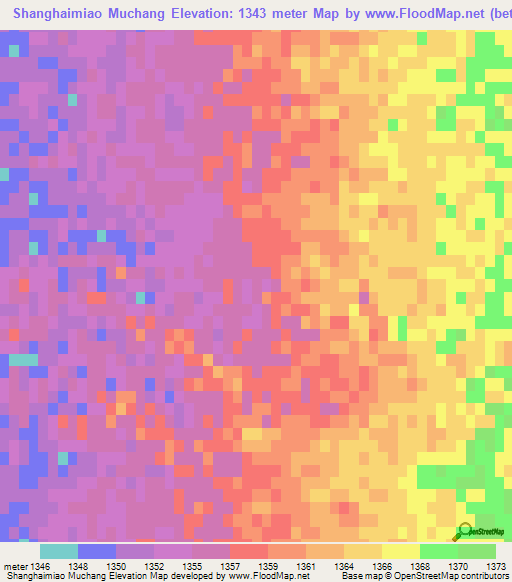 Shanghaimiao Muchang,China Elevation Map