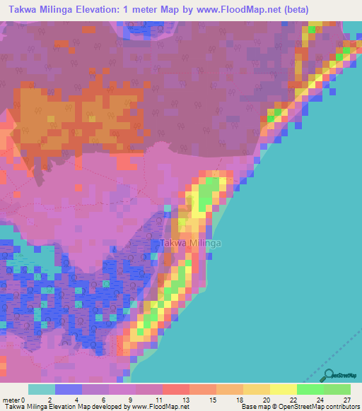 Takwa Milinga,Kenya Elevation Map
