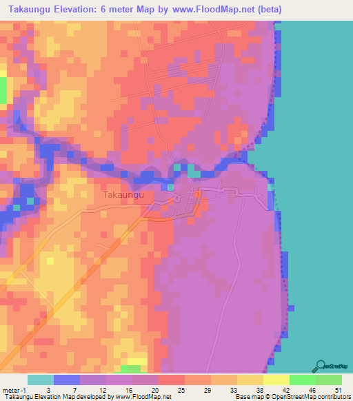 Takaungu,Kenya Elevation Map