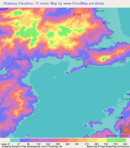 Shajiang,China Elevation Map