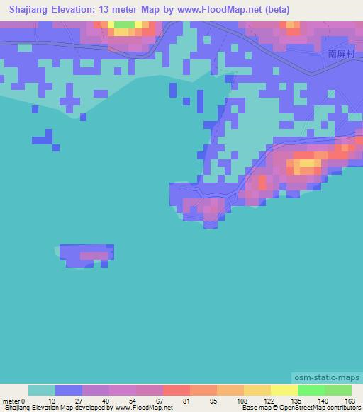 Shajiang,China Elevation Map