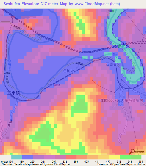 Seshufen,China Elevation Map