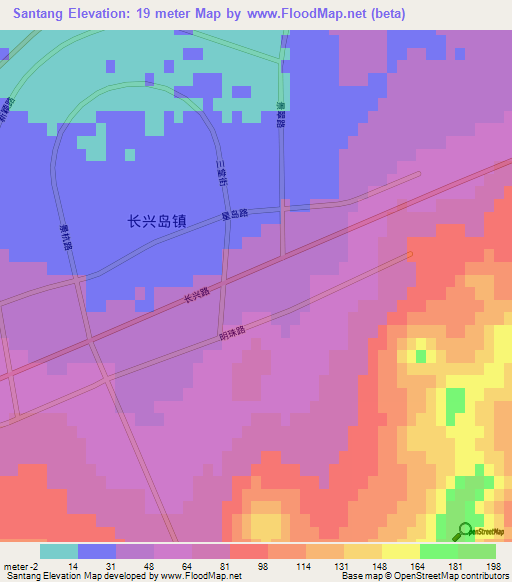 Santang,China Elevation Map