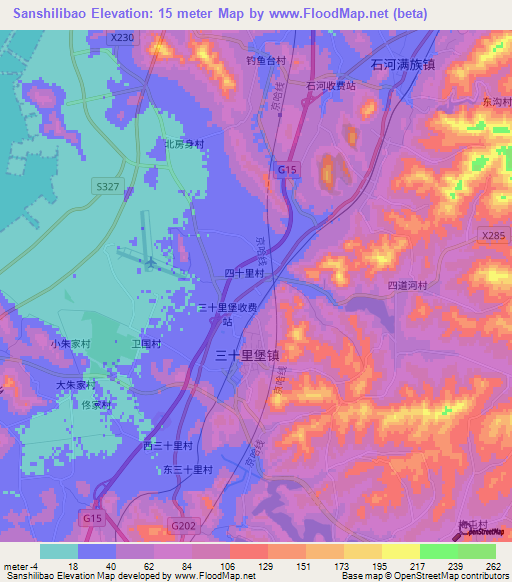 Sanshilibao,China Elevation Map