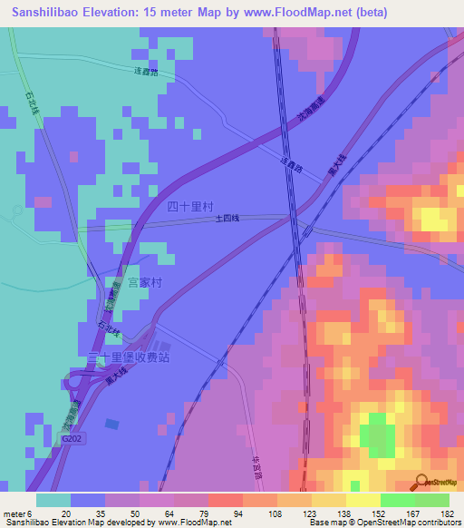 Sanshilibao,China Elevation Map