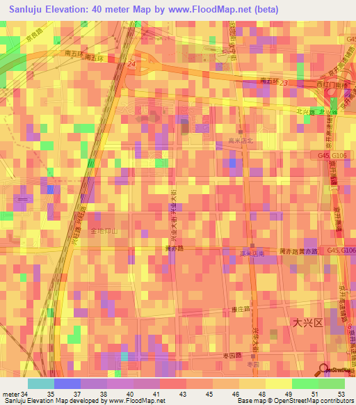 Sanluju,China Elevation Map