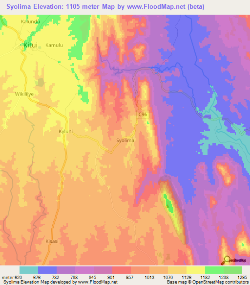 Syolima,Kenya Elevation Map
