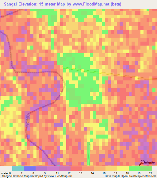 Sangzi,China Elevation Map