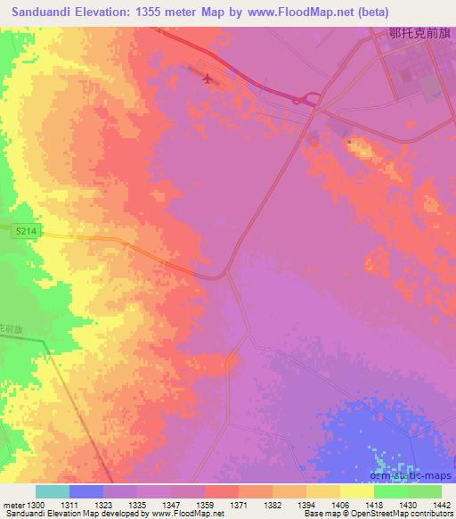 Sanduandi,China Elevation Map