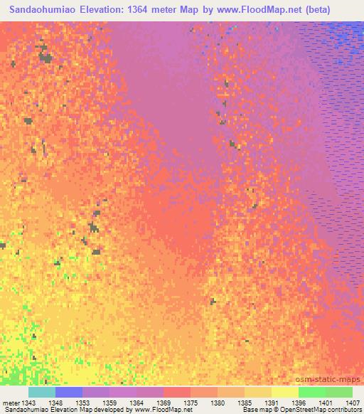 Sandaohumiao,China Elevation Map