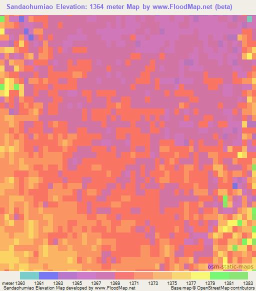 Sandaohumiao,China Elevation Map
