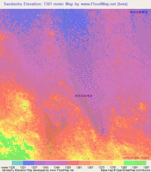 Sandaohu,China Elevation Map
