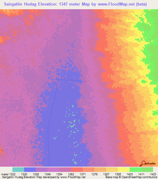 Sairgaltin Hudag,China Elevation Map