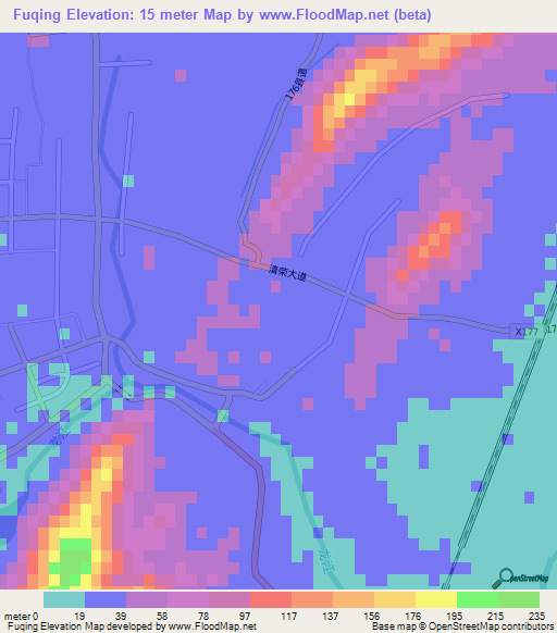Fuqing,China Elevation Map